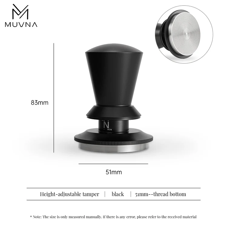  MUVNA Adjustable coffee tamper - black 58.35mm threaded base
