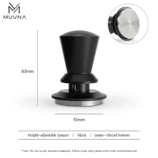 [T2361T]  MUVNA Adjustable coffee tamper - black 58.35mm threaded base